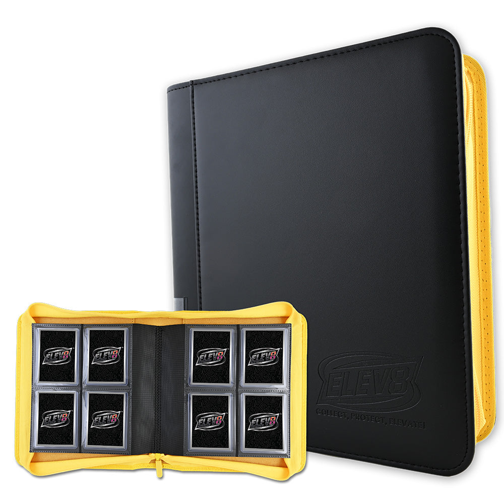 4-Pocket Topload Card Binder (Black/Yellow) - Holds 128 Cards