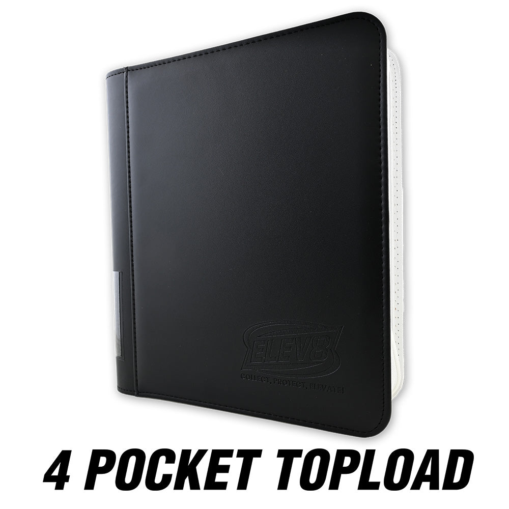 4-Pocket Topload Card Binder (Black/White) - Holds 128 Cards