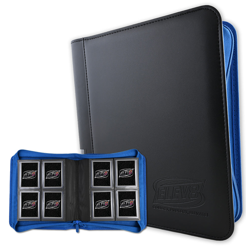 4-Pocket Topload Card Binder (Black/Blue) - Holds 128 Cards