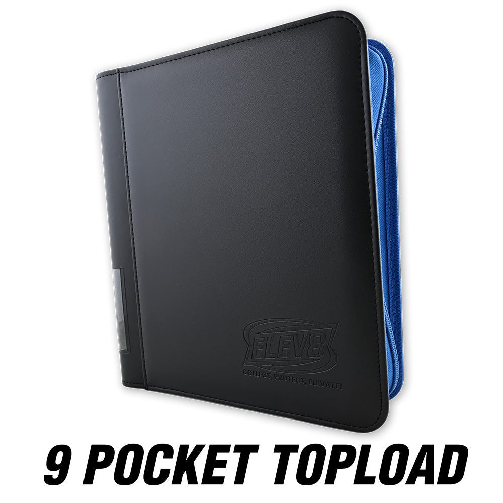 9-Pocket Topload Card Binder (Black/Blue) - Holds 252 Cards