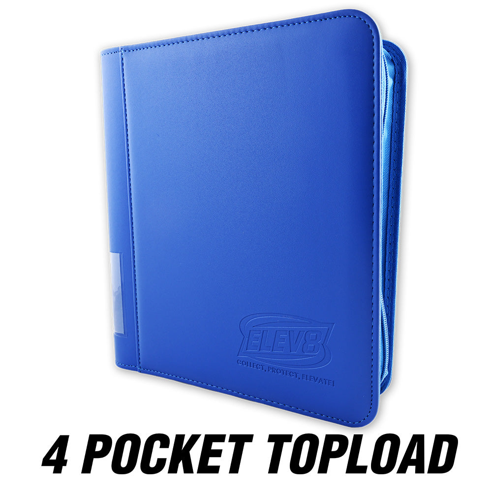 4-Pocket Topload Card Binder (Blue) - Holds 128 Cards