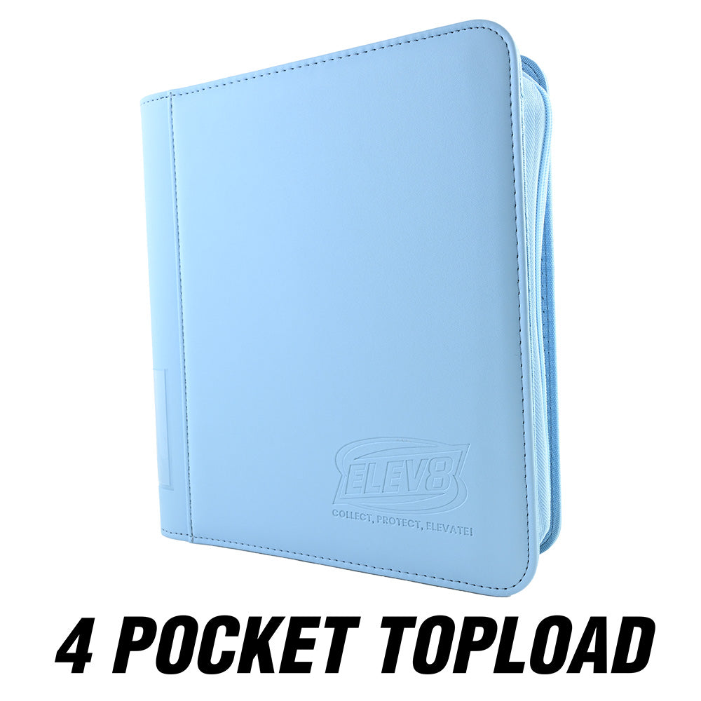 4-Pocket Topload Card Binder (Light Blue) - Holds 128 Cards