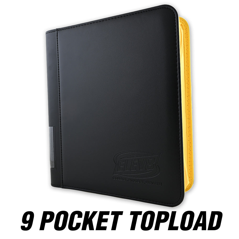 9-Pocket Topload Card Binder (Black/Yellow) - Holds 252 Cards