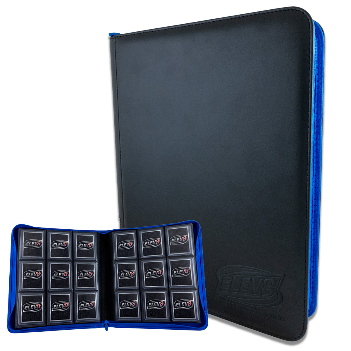 9-Pocket Topload Card Binder (Black/Blue) - Holds 252 Cards