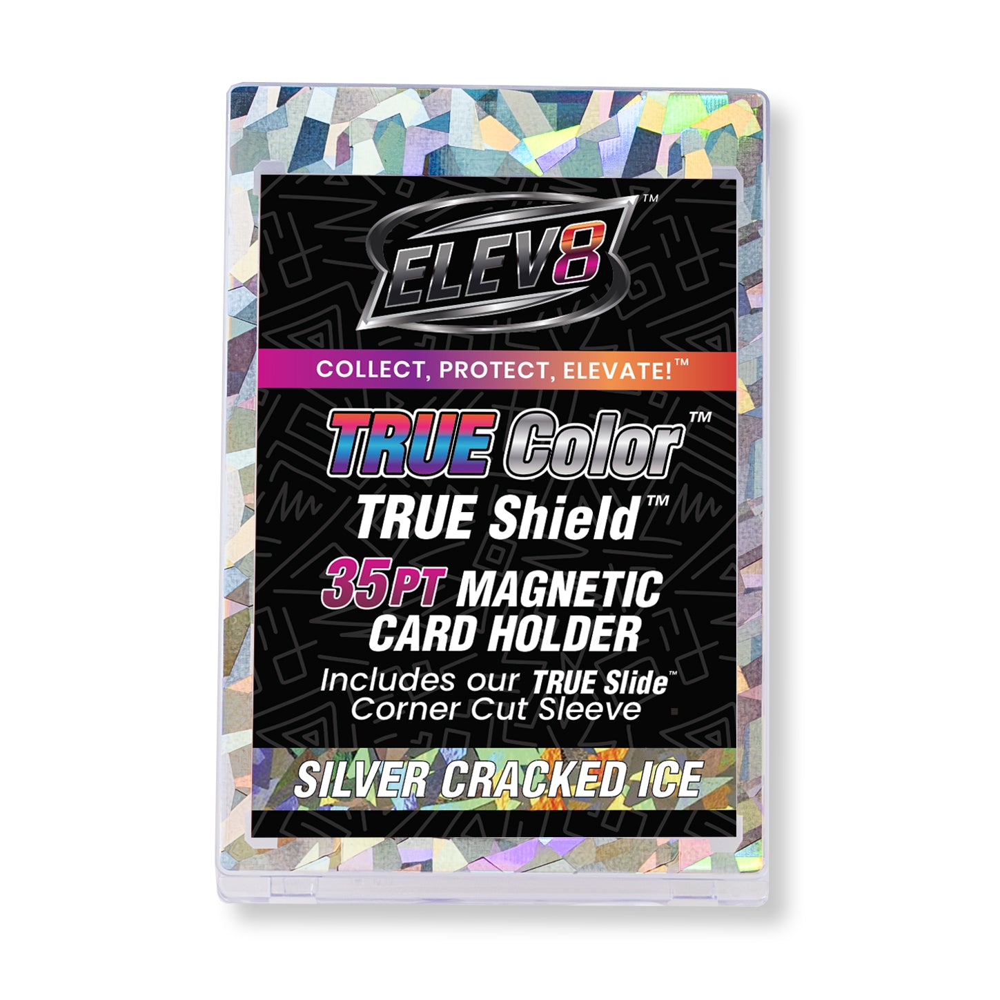TRUE Colors: Silver Cracked Ice - TRUE Shield Magnetic Card Holder (35pt w/TRUE Slide Insert)