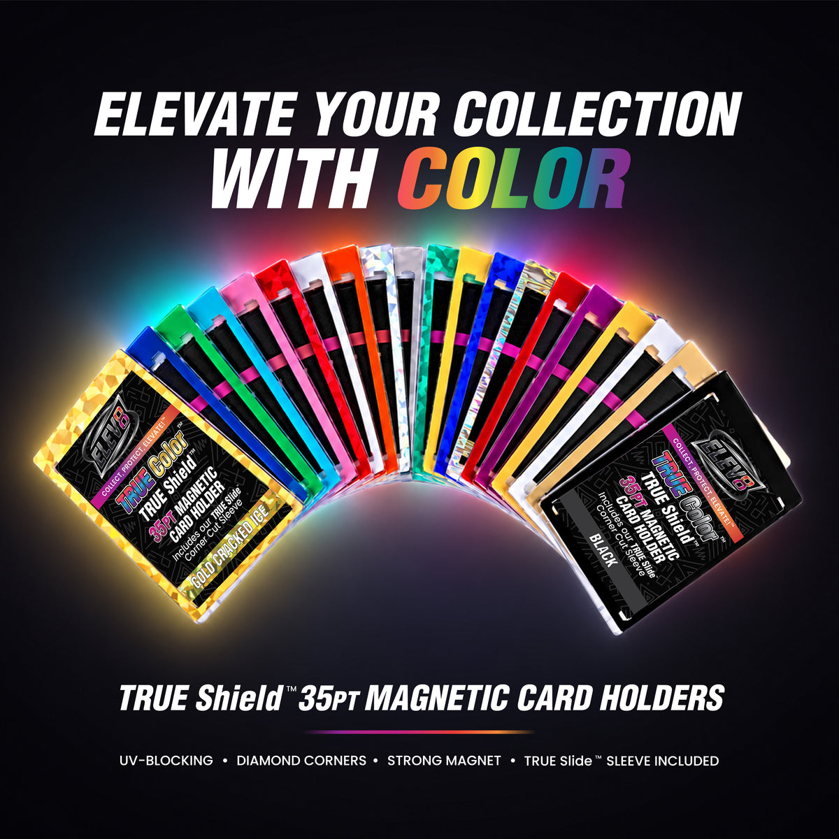 TRUE Colors: Green Cracked Ice - TRUE Shield Magnetic Card Holder (35pt w/TRUE Slide Insert)