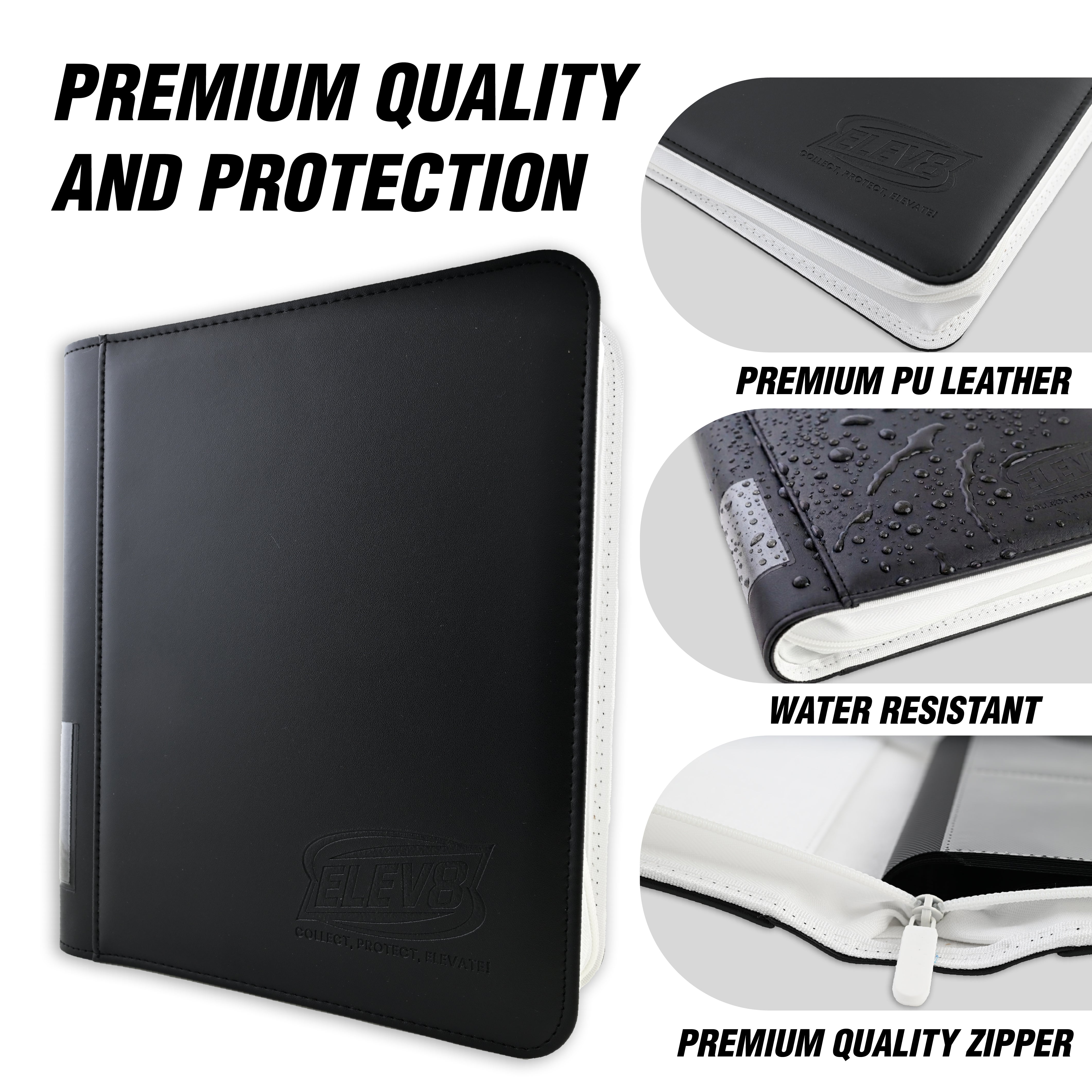 9-Pocket Topload Card Binder (Black/White) - Holds 252 Cards