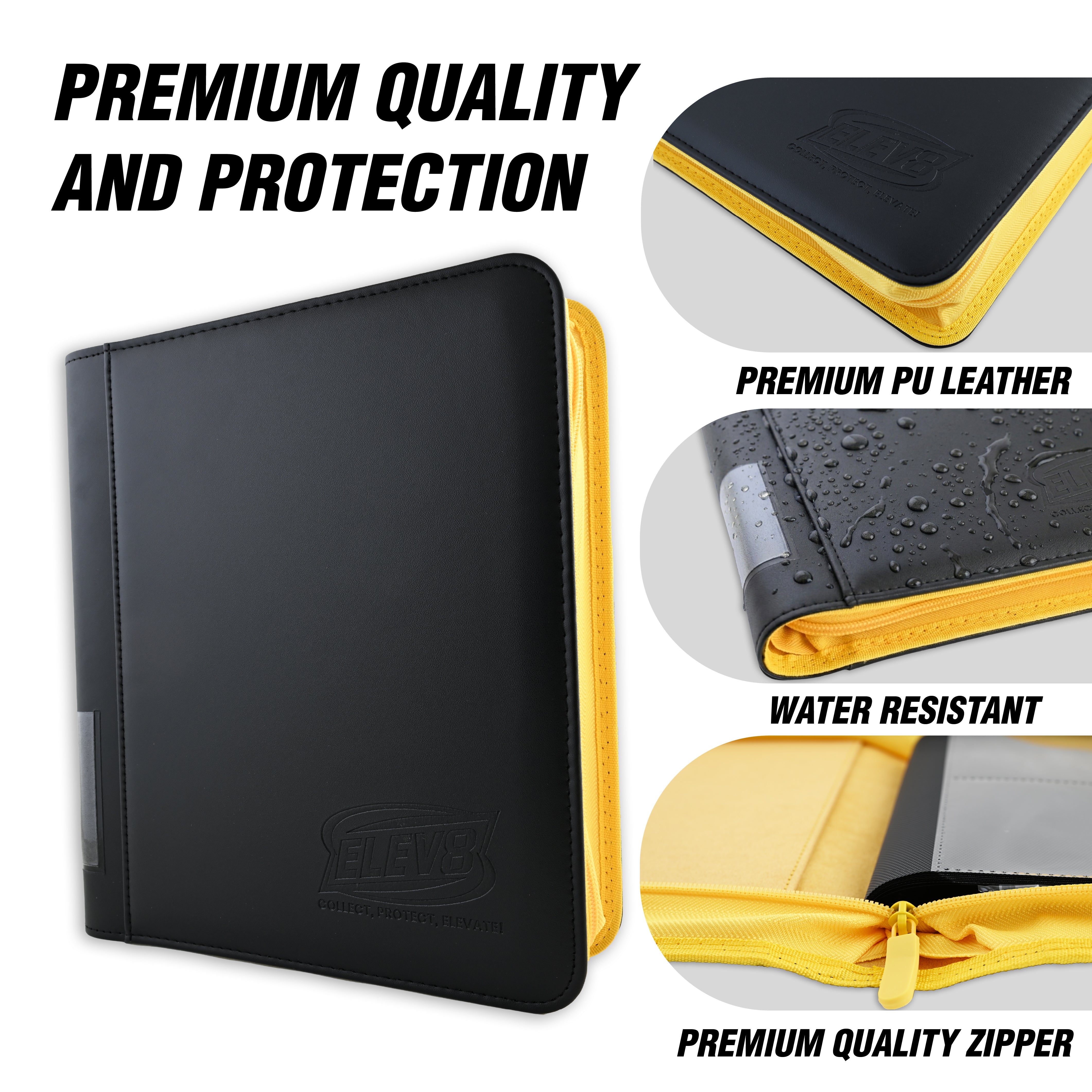 9-Pocket Topload Card Binder (Black/Yellow) - Holds 252 Cards