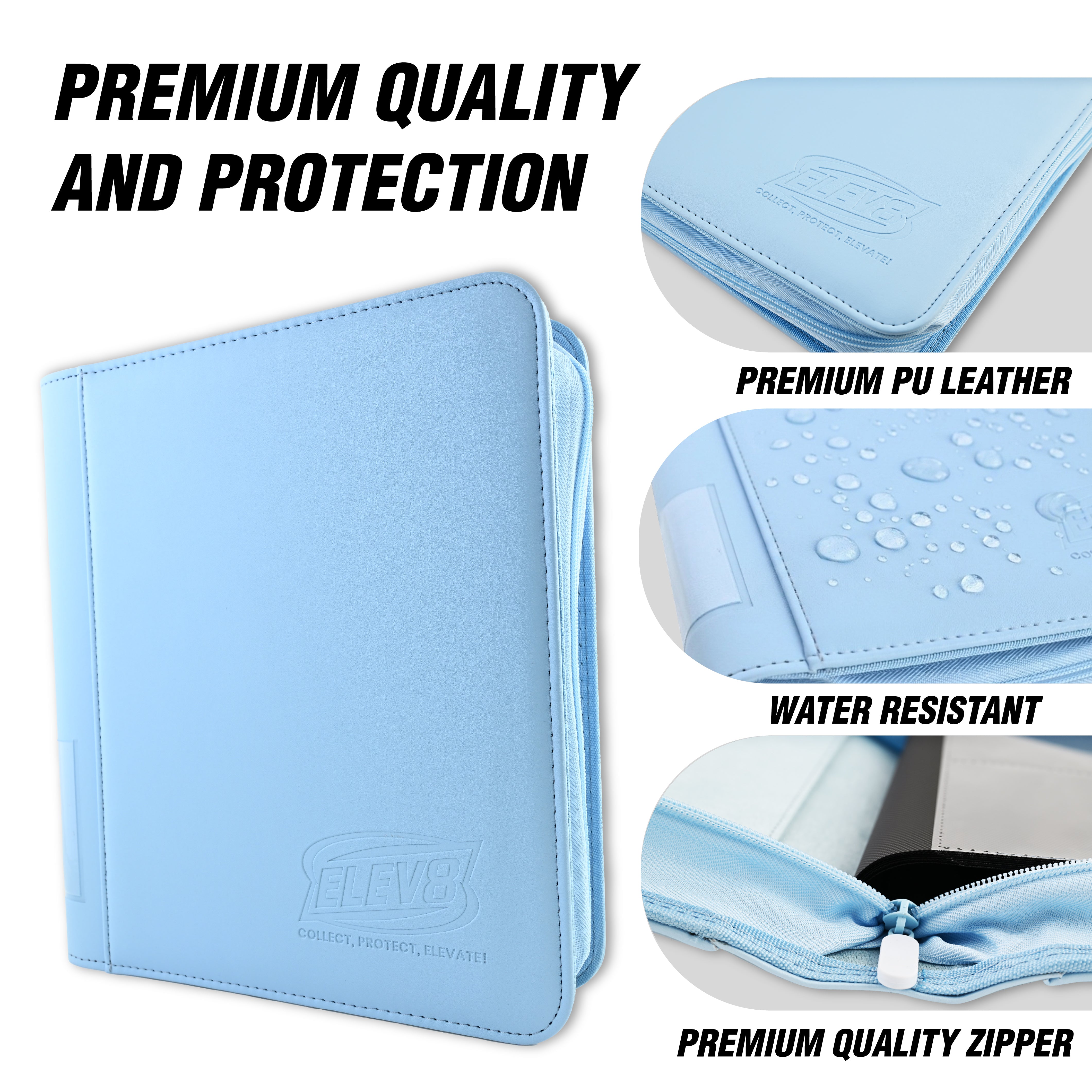 9-Pocket Topload Card Binder (Light Blue) - Holds 252 Cards