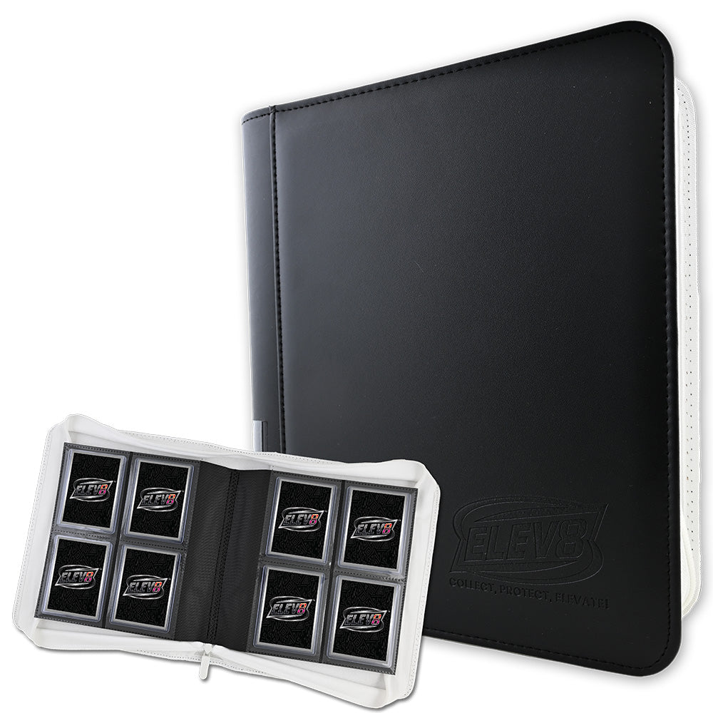 4-Pocket Topload Card Binder (Black/White) - Holds 128 Cards