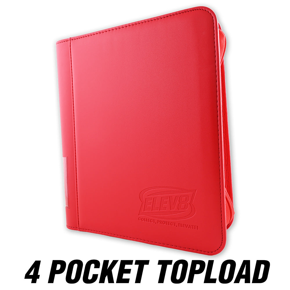 4-Pocket Topload Card Binder (Red) - Holds 128 Cards