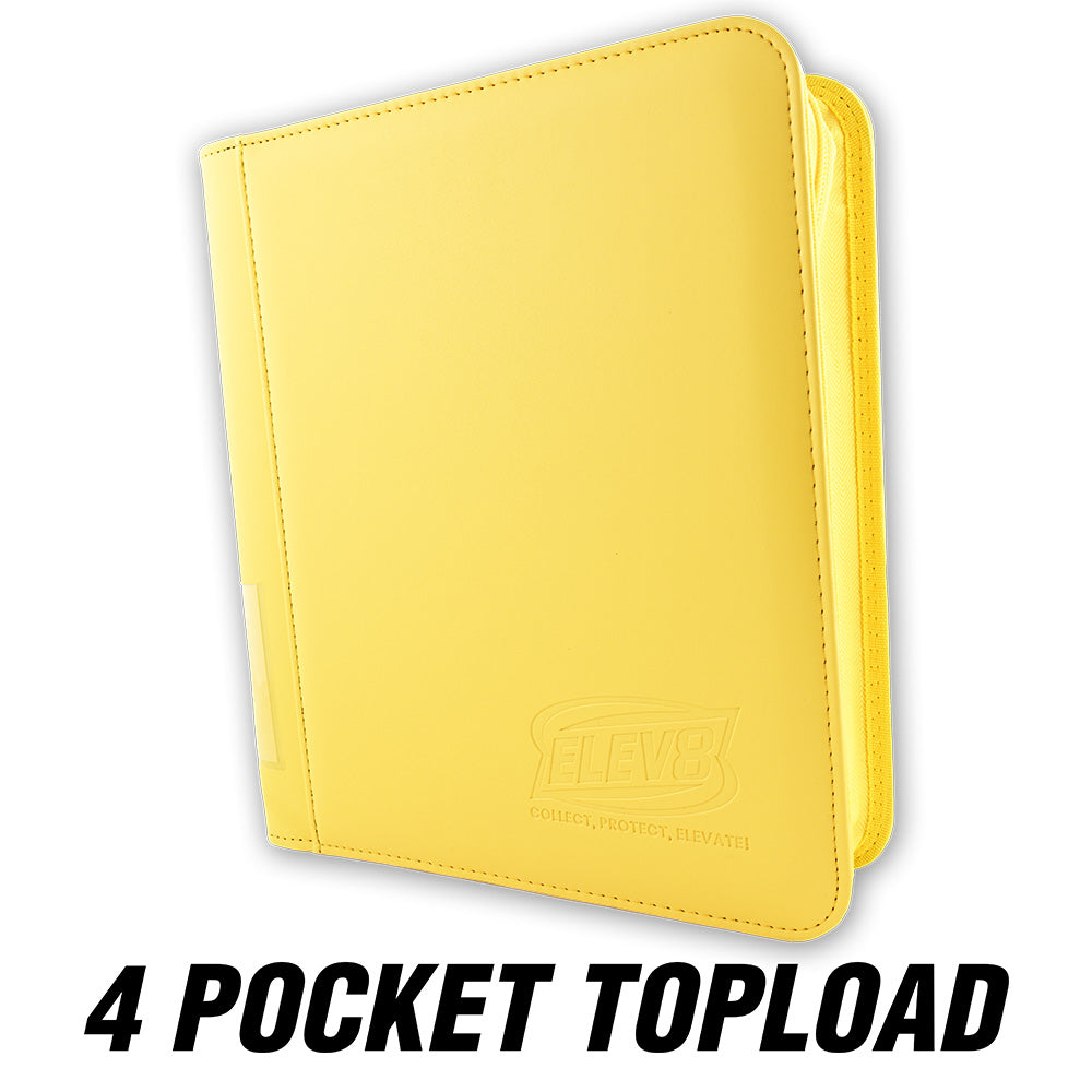 4-Pocket Topload Card Binder (Yellow) - Holds 128 Cards