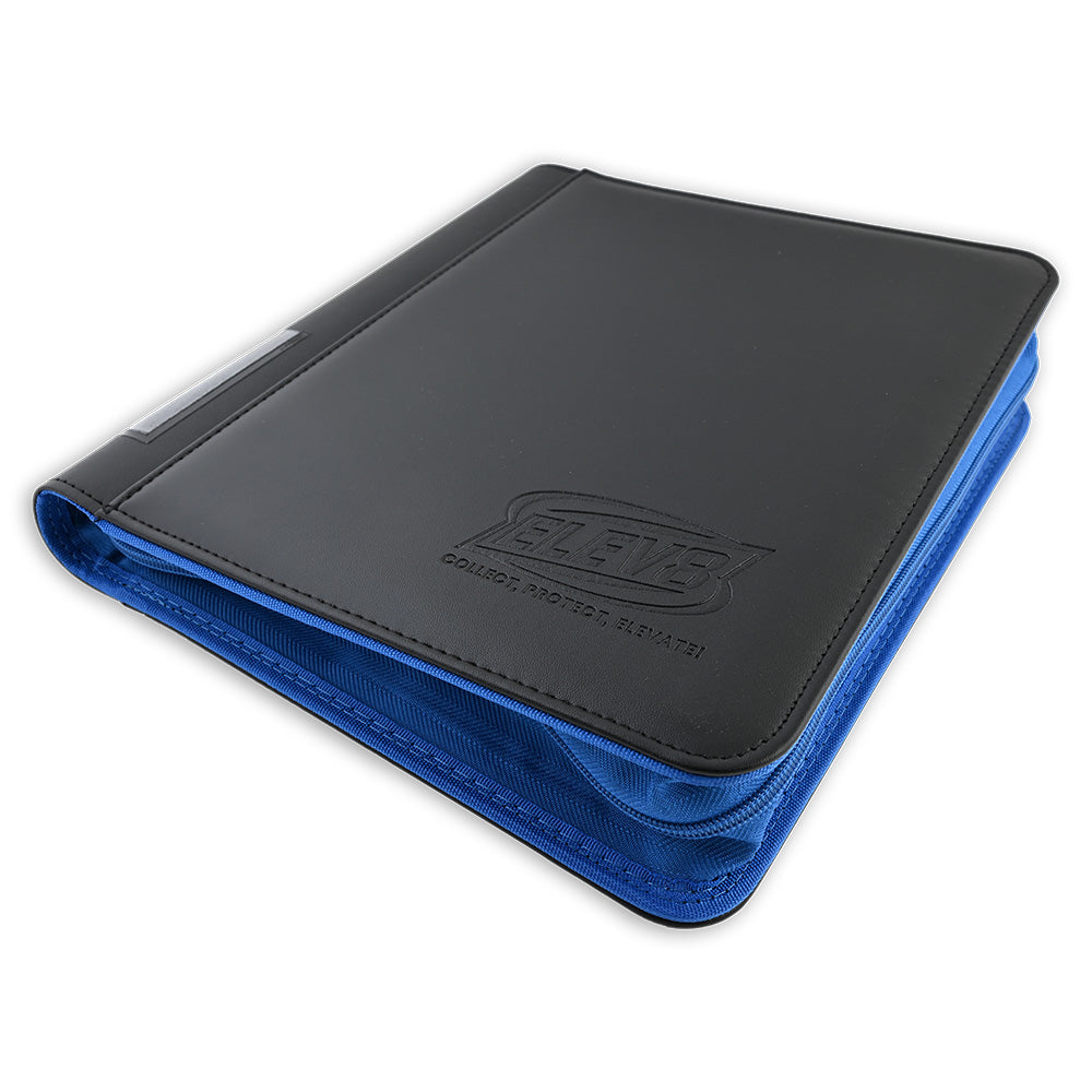 4-Pocket Topload Card Binder (Black/Blue) - Holds 128 Cards